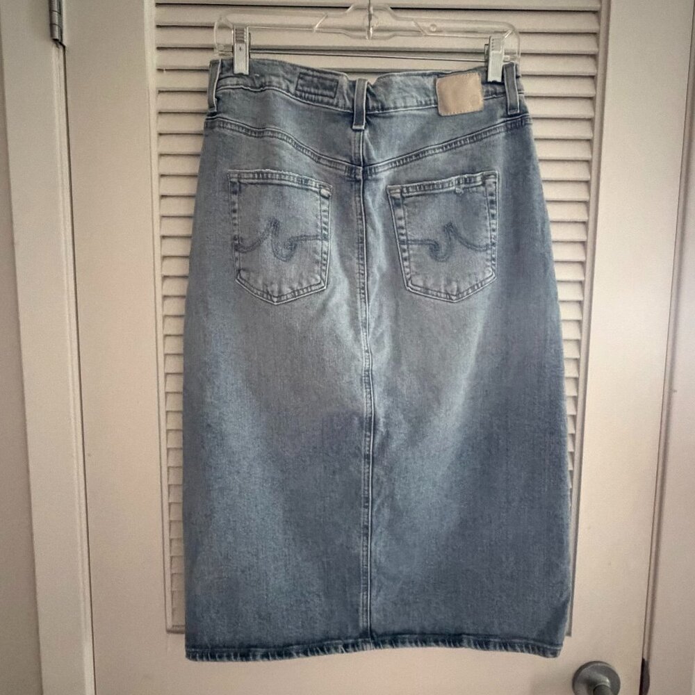 AG Jeans Alicia Denim Midi Skirt | Size 29 / Size 8 | Front Slit High-Waisted - Picture 8 of 12
